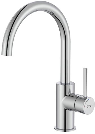 ROCA Mitigeur lavabo ONA taille L avec poignée latérale avec vidage clic-clac, chromé