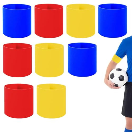 Lyxhag 9 Stück Kapitänsbinde Fußball, elastische verstellbare Kapitänsarmbänder mit Klettverschluss, wiederverwendbar Spielführerbinde für Sporttraining Wettkampf