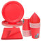 PARTY GO 56 Pcs Red Tableware Set, Paper Plates Cups and Napkins, Disposable Dinnerware Party Supplies for Graduation Holiday Wedding Birthday Party Baby Shower Decorations Serve 16 Guests