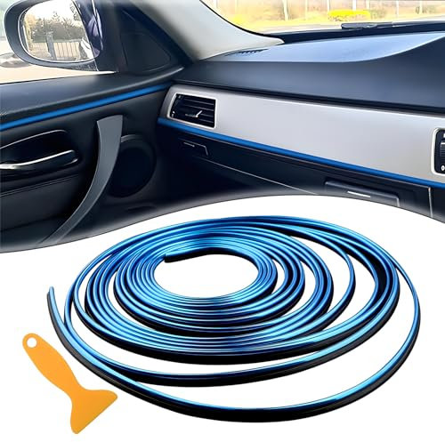 VBGURR Auto Lüftungsschlitz Dekoration Universelles Auto Deko für Meisten Lüftungsöffnungen DIY Flexibler Zierstreifen für Auto Deko Innenraum Farben Deko Auto für Männer und Frauen (Blau)