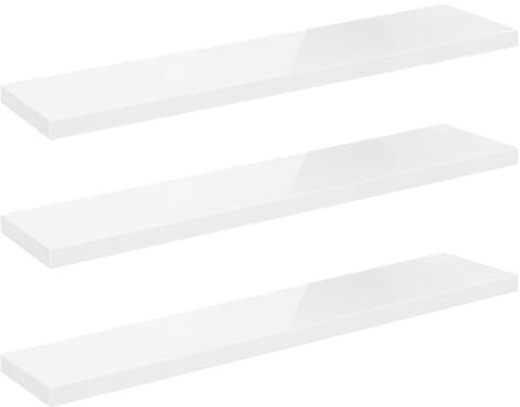 eSituro Wandregal 3er Set, Regal Wand weiß Hochglanz, Hängeregal, Schweberegal, Regalbrett Bücherregal zum Aufhängen, Wandboard für Wohnzimmer Küche Arbeitszimmer Badezimmer, 120x22.9x3.8CM