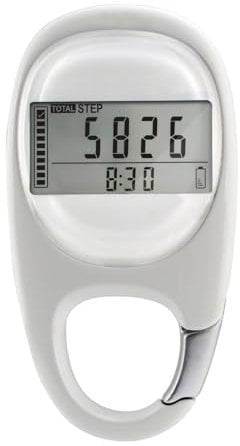 dijiusidy 3D-Schrittzähler mit Clip Präziser Schrittzähler Schrittzähler ohne App und Telefon Mini-Schrittzähler für Gehen, Laufen, Wandern (Weiß)