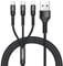RAVIAD Multi Charger Cable, 3 in 1 Charger Cable 3A USB Fast Charging Cord [2M] Multi Charging Cable with Micro USB Type C Lightning Cable Connector for iPhone, Samsung, Huawei, Sony, LG, PS5-Black