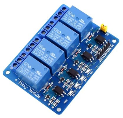 Módulo Relé de 4 Canales DC 5V, 4 Canal Relay con Acoplador Óptico 250V 10A Alta Corriente, Controlador para Arduino Raspberry Pi PIC AVR DSP Arm PLC Proyectos Electrónicos de Automoción e Industrial