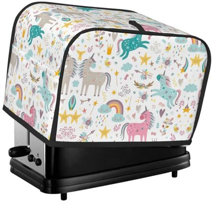 Waschbare 2-Scheiben-Einhörner-Toaster-Abdeckung mit Taschen, staubdicht und maschinenwaschbar