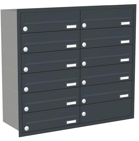 Briefkastenanlage | KNOBLOCH | Unterputz | Anthrazit | 11-Fach | waagerechte Kästen