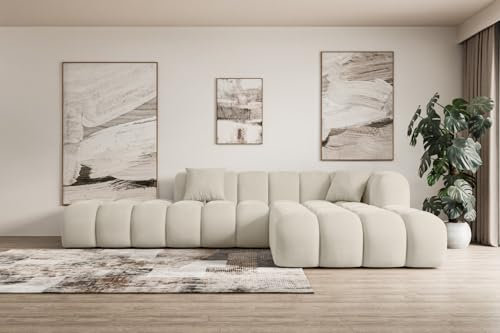 ALTDECOR Ecksofa in L-Form Corner Sofa Bett Eckcouch Couch Wohnlandschaft Cauchsofa Olea-L2-309x190x70 cm Beige