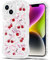 Phoona Bow Cherry Case for iPhone 15 6,1, Cute Curly Wave Girly Preppy Aesthetic Design Wavy Pattern, Clear Phone Case Anti-Yellowing Shockproof Protective Cover for Girls Women, Pink02