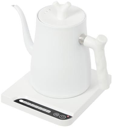 Elektrischer Wasserkocher Smart Schwanenhals Wasserkocher Wasserkessel 304 Edelstahl 1000W 1L/35.2oz Reisewasserkocher (Weiß)