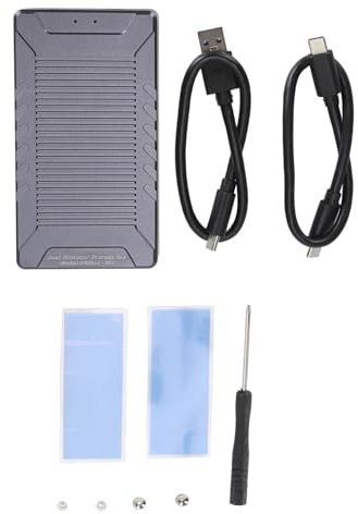 Double M.2 NVMe NGFF SSD Enclosure, USB 3.2 Gen 2 10Gbps Type C External , Supports M.2 2230/42/60/80 SSDs, Aluminum Alloy Material, Heat Dissipation , Plug and Play Functionality