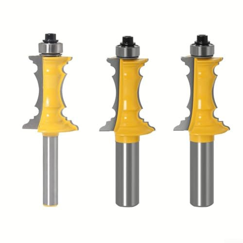 Jotekonoby 3 PCS Woodworking Router Bit, Architectural Molding Router Bit Set, Woodworking Shape Cutter Tool, 8MM/12.7MM Shank, Wood Cutter Tool for Engraving Machine Trimming(8mm)