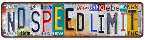 Schild mit Aufschrift No Speed Limit, Garagendekoration, Straßenschilder, Raumdekoration, Y2k, Grunge-Zimmer, Blechschild, Autos, Schlafzimmer, Dekorationen für Jungen, Hot Wheels, 10,2 x 40,6 cm