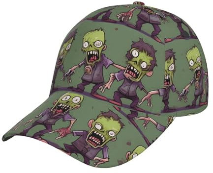 NImongt Many Zombie Print Unisex Travel Baseball Cap Adjustable Snapback Hat Comfortable Fit with Sweatband Black