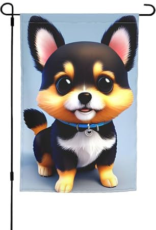 Card Love Fancy Puppy Gartendekoration Flaggen Langlebiges und stilvolles Design für alle Jahreszeiten, geeignet für Terrassen, Balkone, Rasenflächen