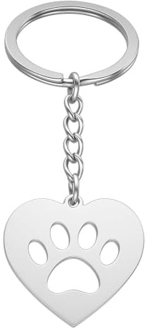 Porte-Clés Patte de Chien, Porte-Clef Cœur de Sac pour Femmes | Cadeaux de Porte-Clé Mignon avec Décor Cœur Métallique et Patte Découpée pour Amoureux des Animaux Filles