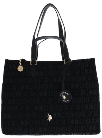U.S. Polo Assn. Schultertasche Jaquard Large Shopping With Double Handles Black schwarz