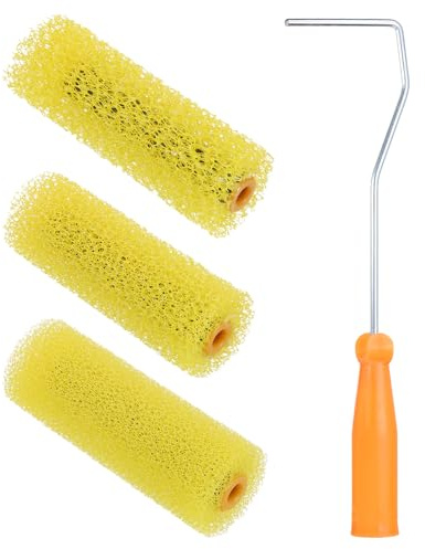 QUARKZMAN Rouleaux De Peinture Texturés 4 Pouces Pour Plaques De Plâtre | 1 Set, Mini Rouleau En Mousse Résiliente Avec Cadres, Set Texturés Rouleaux À Peinture En Mousse, Rouleaux De Peinture