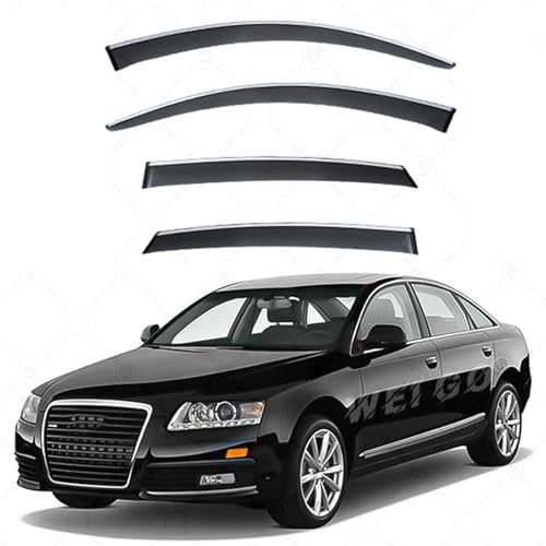 Auto Windabweiser für Audi A6 MK2-C5 MK3-C6 2005-2012, Autofenster Regenschutz Tür Visier Sonne Regen Guards Wetterschild Wetter Shields Seite