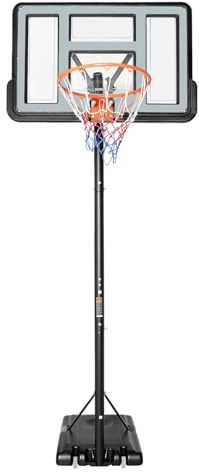 Canasta de baloncesto al aire libre, altura ajustable, soporte para canasta de baloncesto para exteriores, 1,7 – 3,05 m, cesta móvil con ruedas, base estable rellenable, para jardín, patio, parque