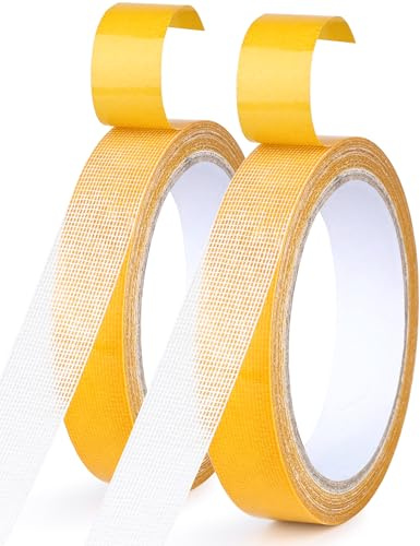 Acual Nastro Biadesivo per Tessuti, 2 Rotoli da 2cm x 10m, Nastro per Orli Senza Cucire con Adesione Forte, Biadesivo Trasparente Rinforzato per Accorciare Tende, Vestiti, Pantaloni, Tappeti e Casa