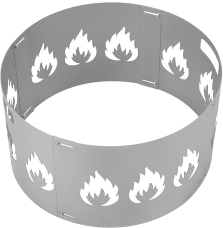 Funkenschutz für Feuerschale 70 cm – 4-teilig aus unbehandeltem Stahl,entwickelt Rostpatina,sicherer Funkenschutz mit Flammenmotiv für Ø70-75 cm Feuerschalen für Garten & Terrasse