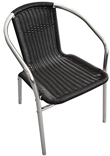 Lifetime Garden Aluminium Stapelstuhl Poly-Rattanbespannung Gartenstuhl Bistrostuhl Gartenmöbel Balkonmöbel Terrassenmöbel Silber/Schwarz