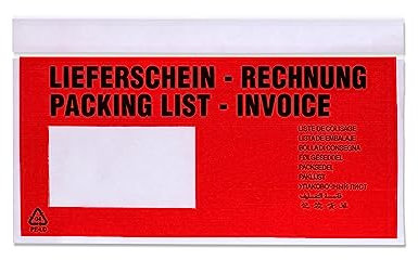 Premium Lieferscheintaschen DIN Lang UNIPack, Selbstklebende Dokumentenhüllen, Transparent, Mehrsprachig Aufgedruckt, Wasserdicht, Made in Germany, 1000 Stück