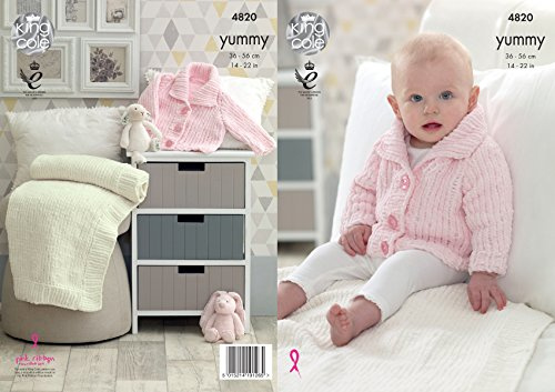 King Cole 4820 Knitting Pattern Baby Jacket and Blanket in Yummy Chunky, 14 - 22 Chest