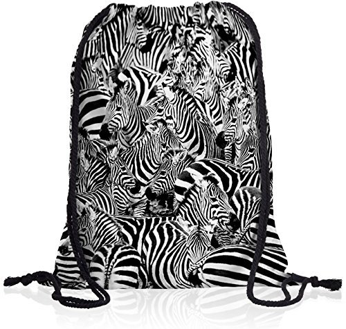 style3 Zebraherde Rucksack Tasche Turnbeutel Sport Jute Beutel Zebra