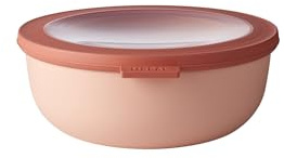 Mepal Multischüssel Cirqula rund – Nordic blush – 1250 ml Inhalt – mit abnehmbarem Deckel – bruchfestes Material - auslaufsicher – tiefkühlgeeignet - spülmaschinengeeignet