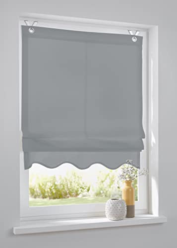 Kutti Estor Plegable Olivia Gris, Montaje Sencillo sin taladrar, con Ojales y Ganchos, 60 * 140
