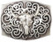 FRONHOFER Büffelkopf Gürtelschnalle altsilber, 4 cm, Longhorn Buckle, Westernschnalle, Damen und Herren, 18404, Farbe:Silber, One Size Accessoires :One Size