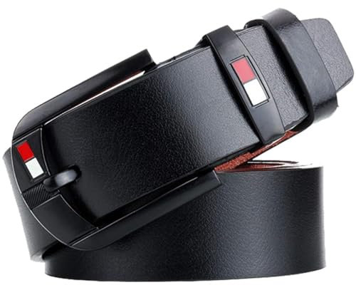 Zliger Ledergürtel,Herren Gürtel Dornschließe Schwarz für Jeans Beiläufige