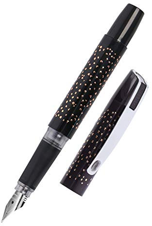 Online 61463/3D - Campus Spotlights Black, Patronen-Füller, Standard-Tintenpatronen, hochwertige Iridium-Feder M, ergonomisches Softtouch-Griffstück, für Allergiker geeignet, 1 Stück