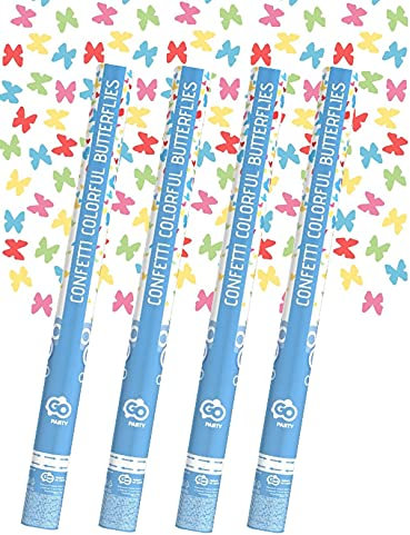 4x XXL (60 cm) Partykanone Partypopper Streamer ®Auto-schmuck (Bunt Schmetterlinge)