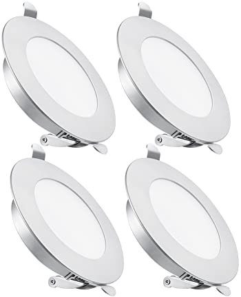 acegoo 4 x DC 12V LED Einbaustrahler Flach Einbauleuchte Spot Loch 68-75mm Aluminium 3W 285LM 4000K Downlight für Wohnmobil Boot Wohnwagen Camper-Van Möbel Schrank, Neutrales Licht