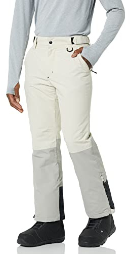 Amazon Essentials Men's Water-Resistant Insulated Snowboard Ski Snow Pant, Grey Stone Color Block, Medium