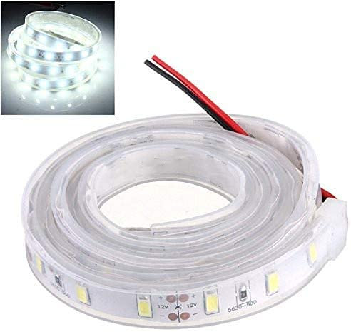 ONPIRA LED Streifen 12V Wasserdicht mit Kabel Selbstklebend 5050 SMD Auswahlmöglichkeit 10-100cm und 7 Farben (Kalt-Weiß, 10cm)
