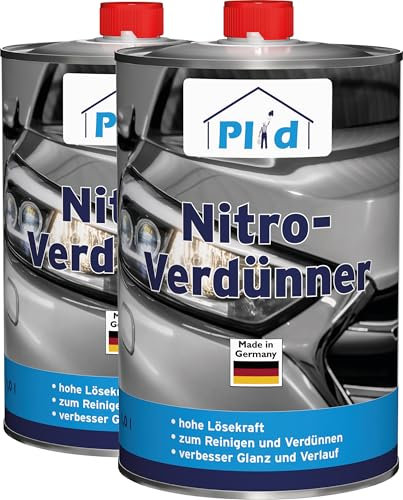 Plid Diluant universel Nitro- 2 l, Incolore / Diluant peinture, Nettoyant, Dégraissant