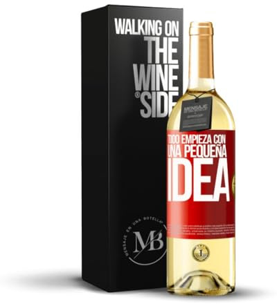 «Todo empieza con una pequeña idea» Mensaje en una Botella. Vino Blanco Premium Verdejo Joven + Gift Box. Etiqueta Roja PERSONALIZABLE