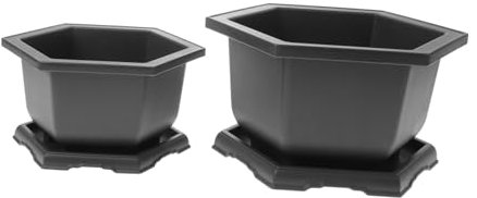 Happyyami Hexagon-Blumentopf Schreibtischaufsatz 2 Sets Töpfe Hexagon Form Pflanzer mit Tray Mini Garten Pflanze Topf für Indoor Outdoor Home Garten Terrasse Dekoration Saftiger Pflanzer