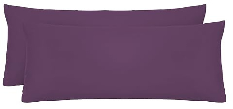 biberna Kissenbezug 40x80 cm, 2er Set lila | Jersey Baumwolle | Reißverschluss | weich & bügelleicht | Oeko-TEX Standard 100 | Doppelpack | Modell 0077144