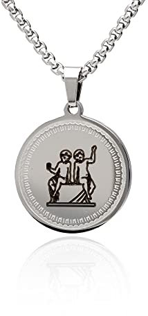 LaraZeidler Berlin Sternzeichen Kette individuelle Namen Datum Gravur auf der Rückseite für Damen und Herren Edelstahl mit Tierkreis Sternbild Zodiac Anhänger Zwillinge