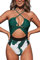 CUPSHE Costume Intero Intero da Donna con Scollo a Tuffo ritagliato Incrociato, Ciano., L