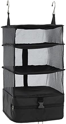 Elezay Sac de rangement à étagères - Suspension pour armoire, valise de rangement (noir, taille L)