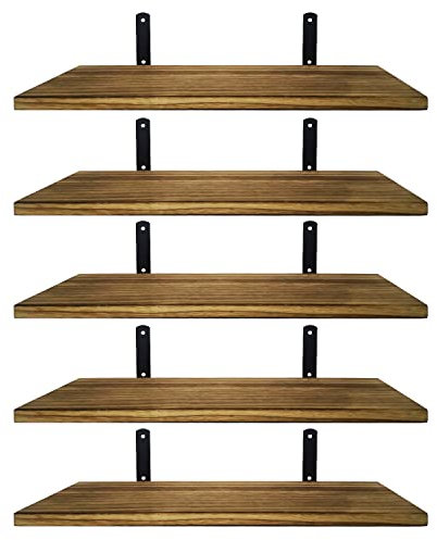 Mardili Shelves Wood Wall Mounted Shelf, Rustic Shelves Set of 5(Light brown)