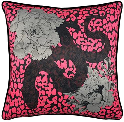 furn. Serpentine Polyester Filled Cushion, Polyester, Pink/Charcoal