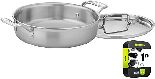 Cuisinart MCP55-24N MultiClad Pro Stainless 3-Quart Casserole with Cover Bundle with 1 YR CPS Enhanced Protection Pack
