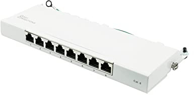 Patchpanel/Patchfeld - Desktop - Cat. 6, 250 MHz - GIGABIT-fähig - 8-Port - 0,5 HE - STP geschirmt - werkzeugloses Öffnen - Reinweiß (RAL9010)