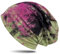 WANSSY® Damen Herren Unisex Uni Farbe Beanie mit Färbemuster Federmuster Fashion Einheitshröße Kopfbedeckung (Pink-Grün)